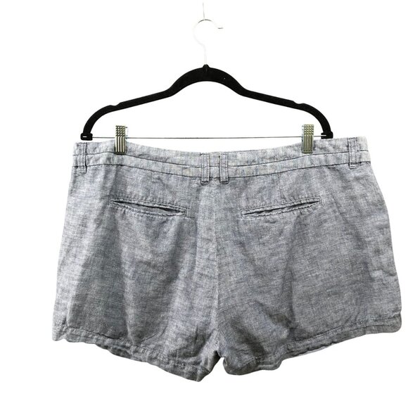 Gap City 3'' Short Womens 16 Linen Cotton Chambray Blue Flat Front - Picture 2 of 10